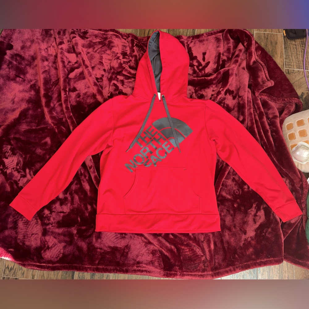 Men’s The North Face Red and grey hoodie size LG